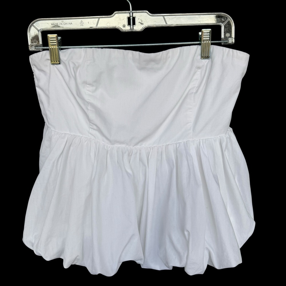 Abercrombie & Fitch Blouse Womens M White Off Shoulder Strapless Peplum Top